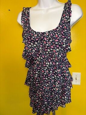 Express Floral Ruffle Tank Top
